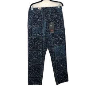 LEVI'S Jean Chore Pants Printed Bandana Straight Leg Men's Size 31x32 Blue White